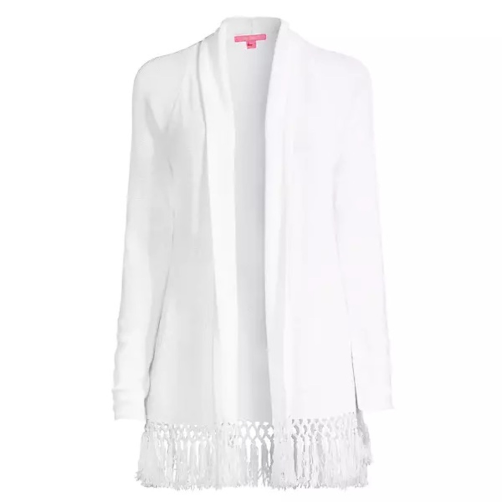 Lilly Pulitzer White Fringe Cardigan